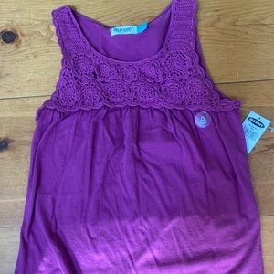 Old Navy Magenta Crochette Detailing Tank Top, size girl’s L